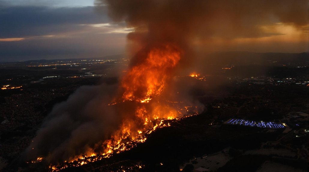 french firefighters battling wildfire